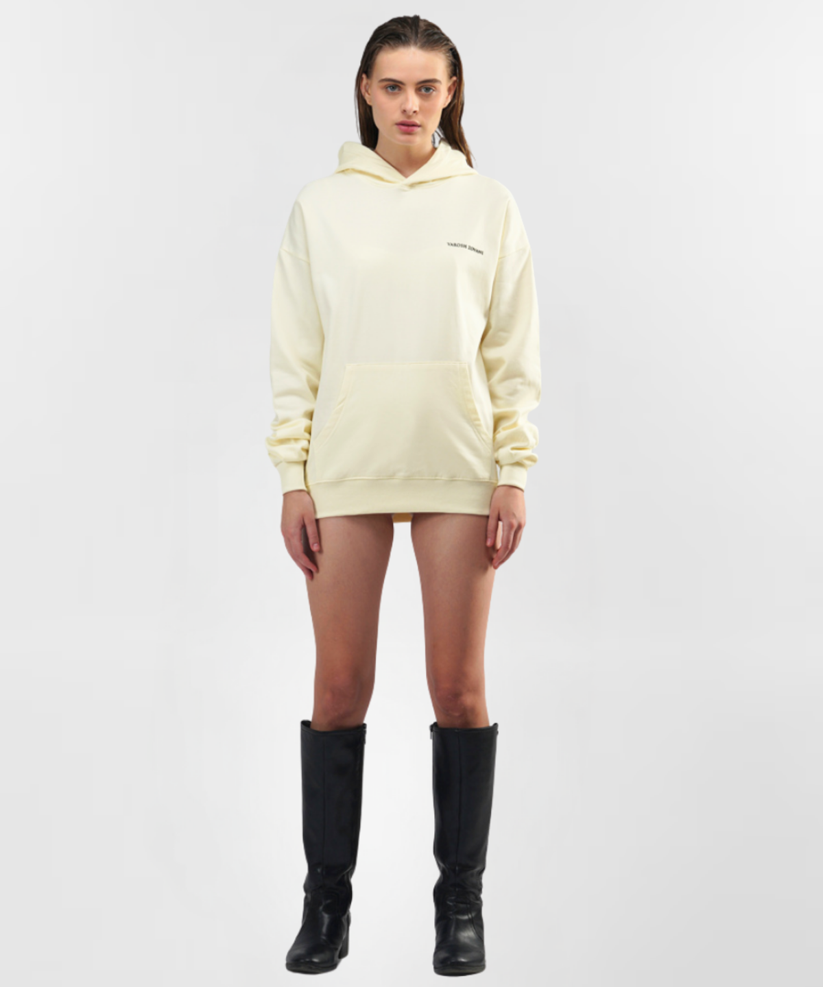 Vanilla White Drop Shoulder Hoodie
