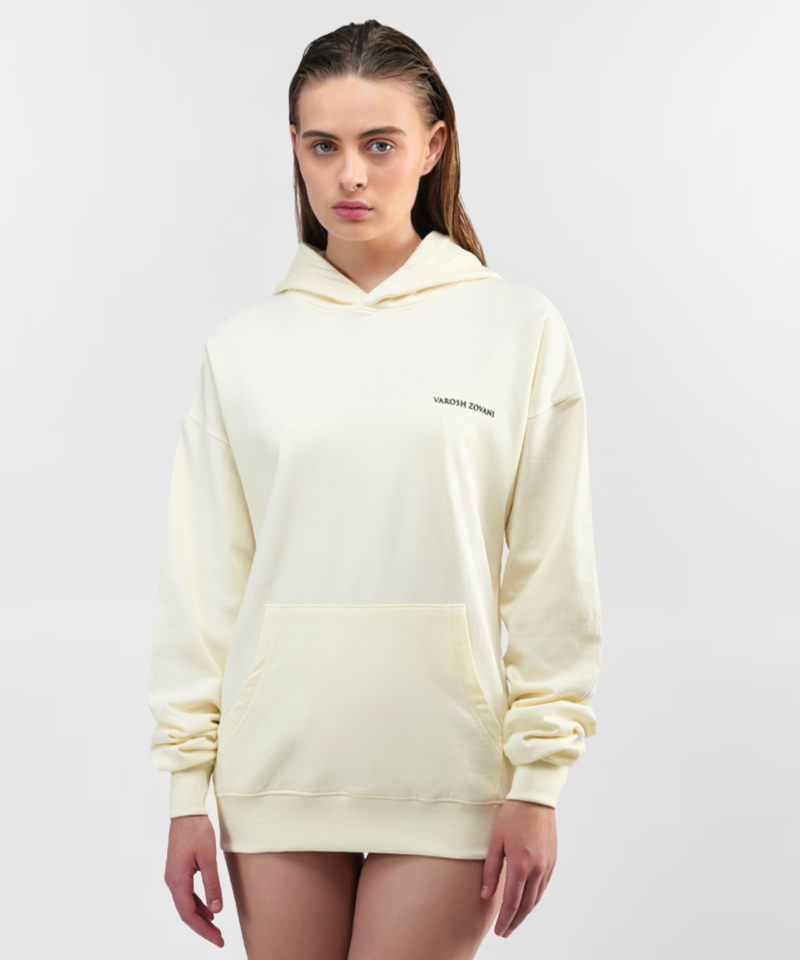 Vanilla White Drop Shoulder Hoodie