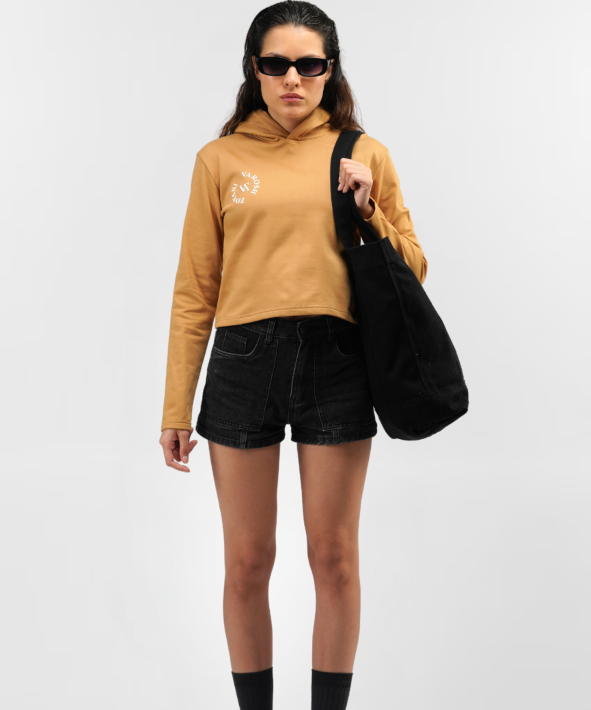 Mocha Brown Crop Hoodie