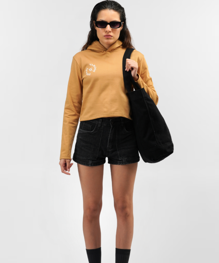Mocha Brown Crop Hoodie