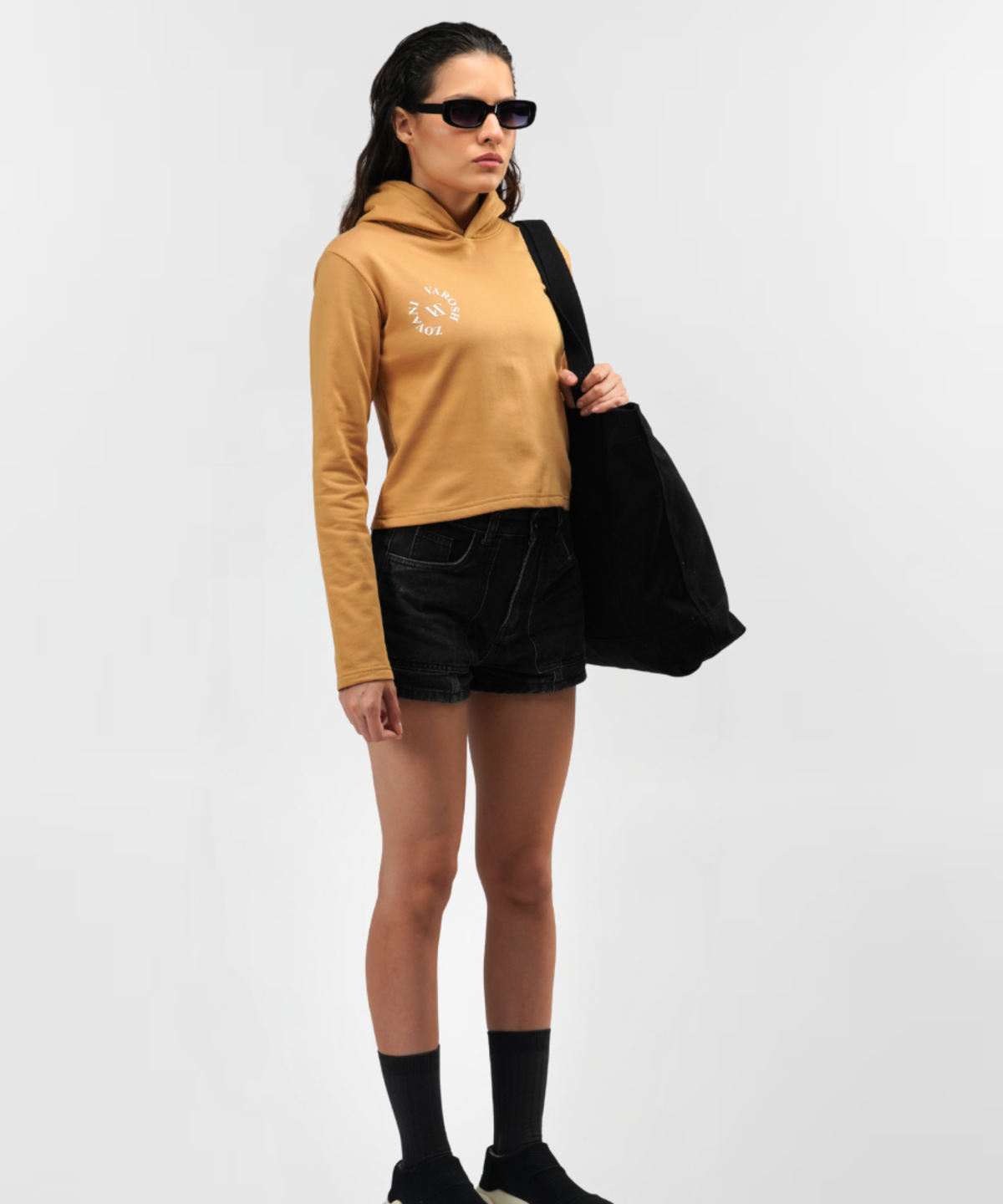 Mocha Brown Crop Hoodie