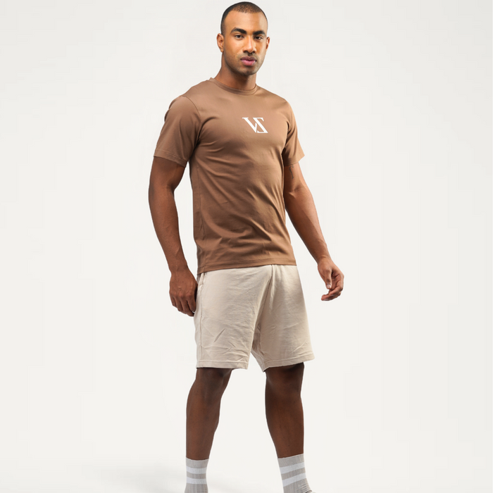 Brown Fit Tee side view – 100% Supima cotton luxury