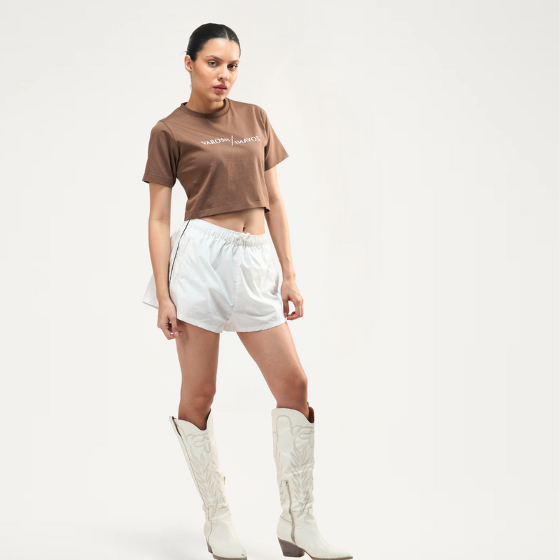 luxury brown crop top
