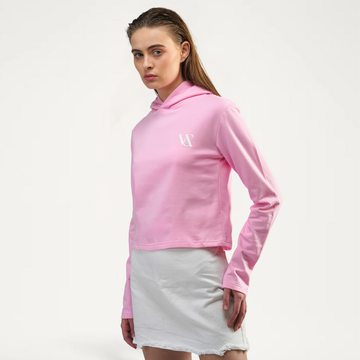 pink crop hoodie