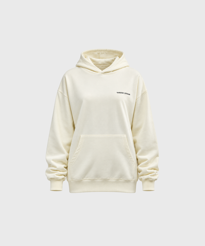 Vanilla White Drop Shoulder Hoodie