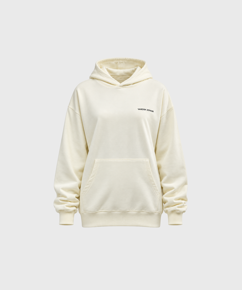 Vanilla White Drop Shoulder Hoodie
