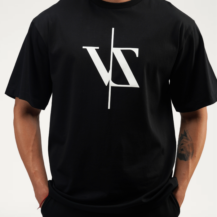 Black Oversized Tee side view – 100% Supima cotton premium