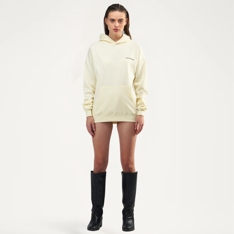 Vanilla White Drop Shoulder Hoodie