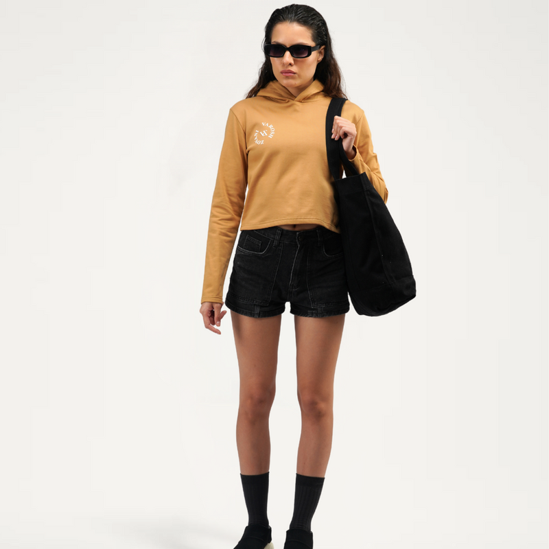 Mocha Brown Crop Hoodie