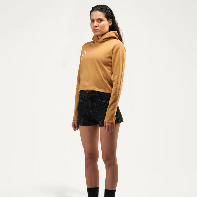 Mocha Brown Crop Hoodie