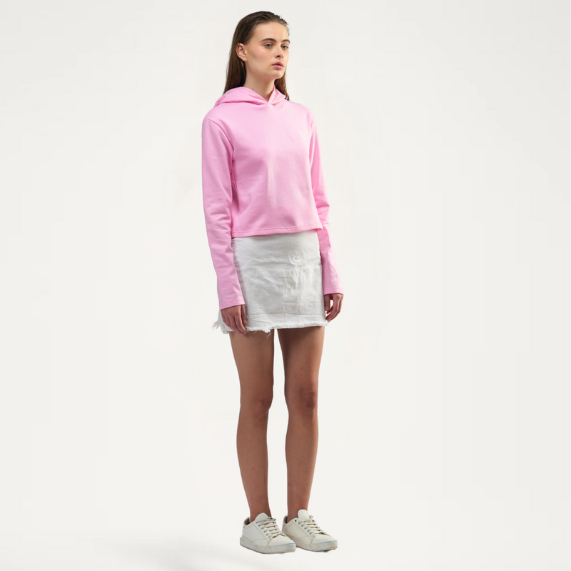 women pink crop hoodie