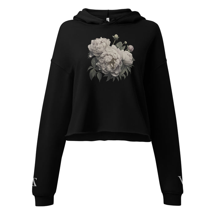 Balvore Rose Black Cropped Hoodie for Women – Varosh Zovani front view